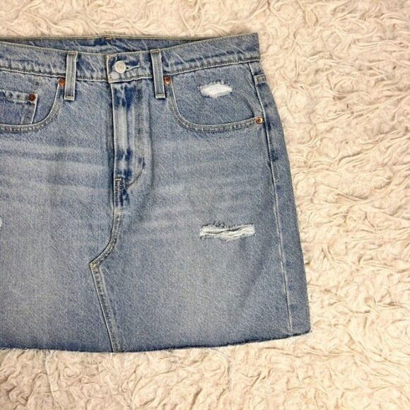 Levi’s High Rise Deconstructed Mini Skirt Women’s Size 30 Distressed NWOT - Picture 8 of 11